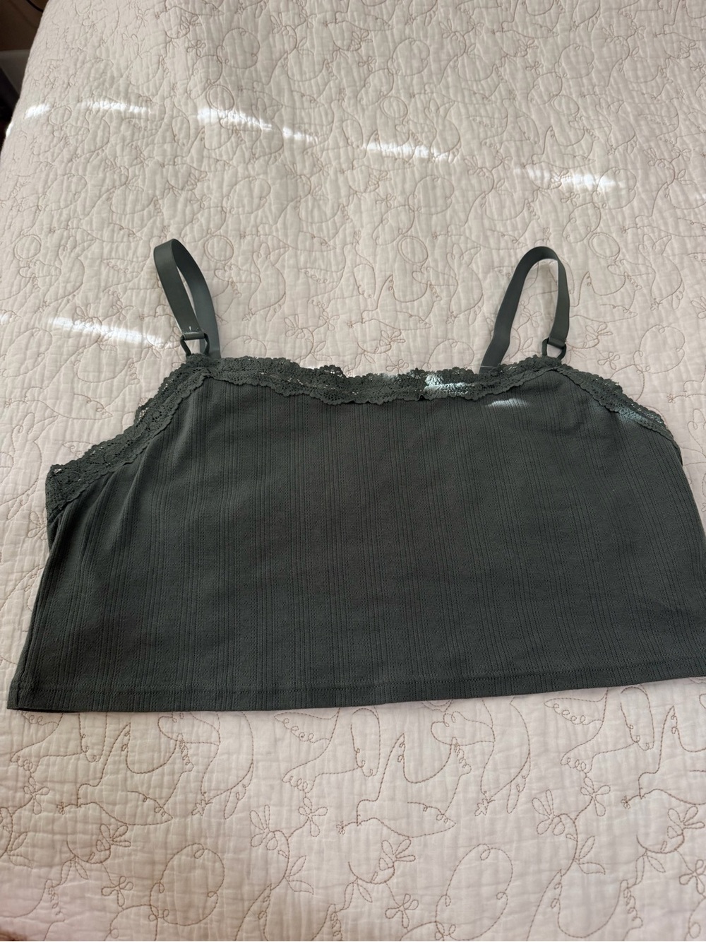 Aerie Dark olive  Lace Trim Bralette Cami- nwot XXL